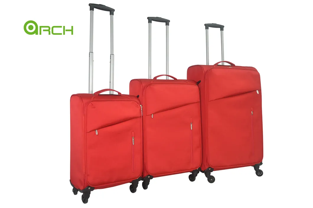 20" 24" 28" 3PCS Set Trolley Case Light Weight Luggage with Two Front Pockets and 4 Spinner Wheels