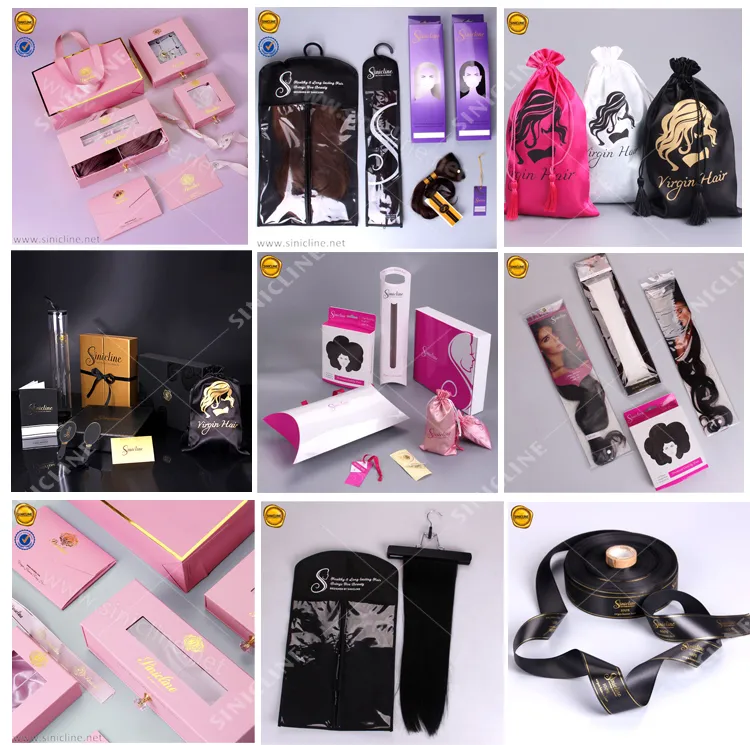2020 Custom Logo Printed Hair Extension Packaging Box with Handle