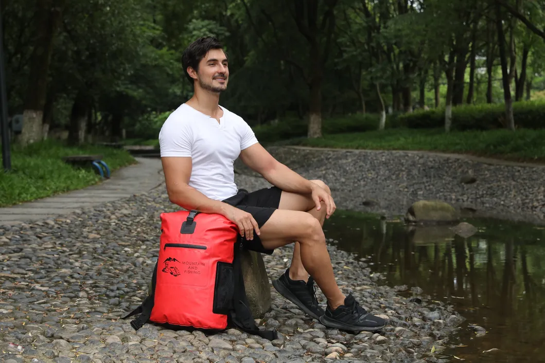 30L Red Outdoor Backpack Climbing Fishing Waterproof Bag