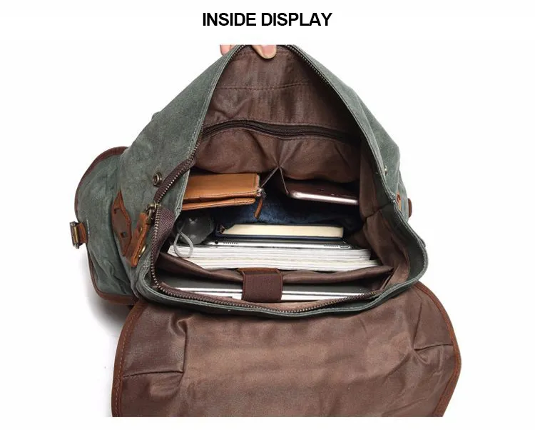 Canvas Leather American Style Teenager School Backpack RS-2001021