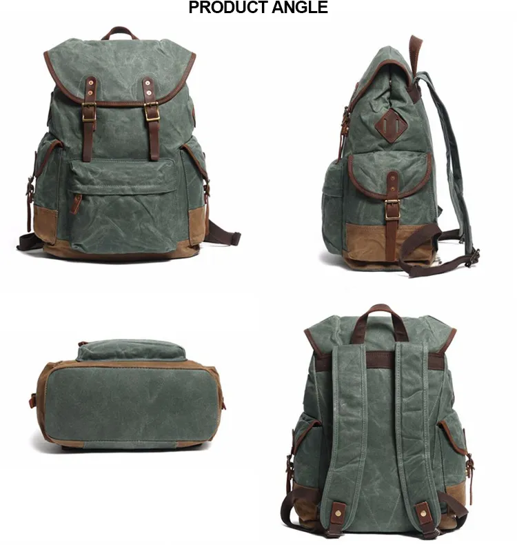 Canvas Leather American Style Teenager School Backpack RS-2001021