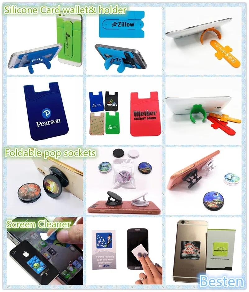 Custom Adhesive 3m Sticky Mobile Phone Cellphone Smart Silicone Card Holder