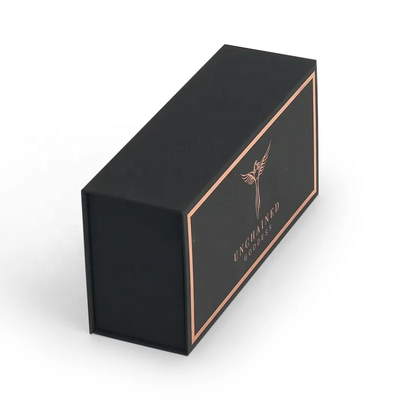 Custom Black Luxury Foldable Magnetic Gift Box Packaging Lined with Silk