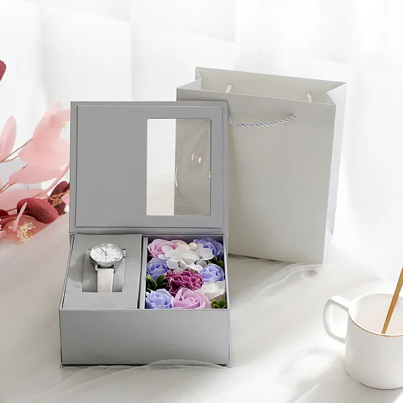 Custom Luxury Foldable Cardboard Cosmetics Makeup Jewelry Clothes Magnetic Paper Gift Box for Wedding Party Festival Gift Packaging with Ribbon