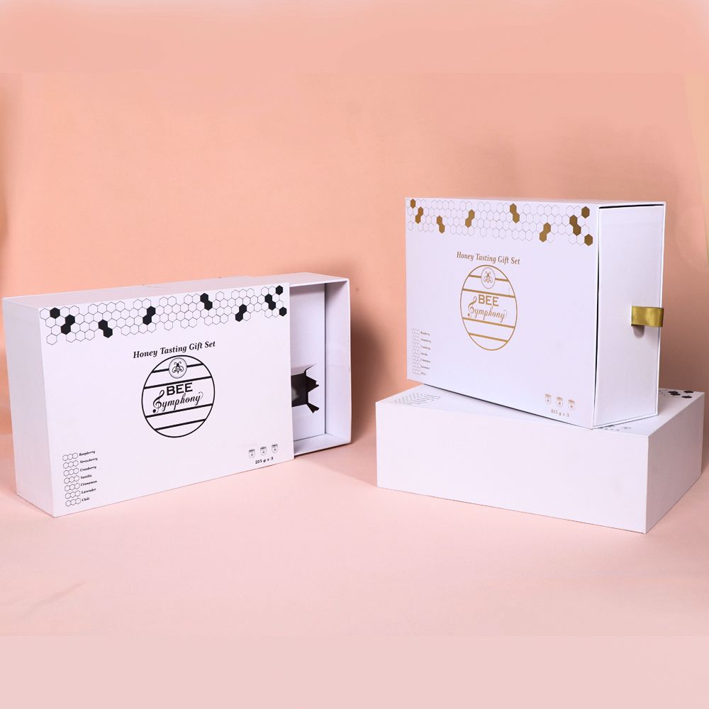 Custom Printed Sliding Type Honey Bottle Packaging Paper Drawer Gift Box for Health Care Products
