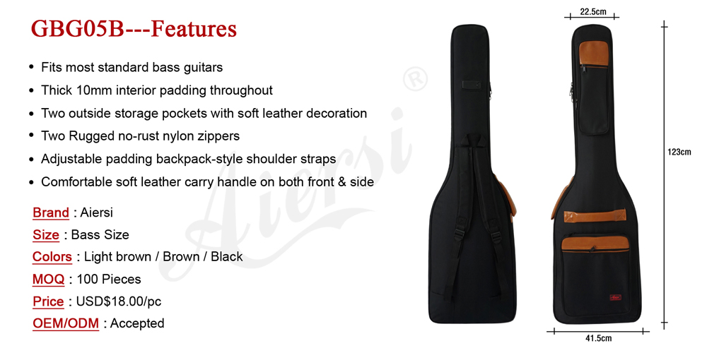 Electric Bass Guitar Bag Hard Gig Bag Solid Bass Guitar