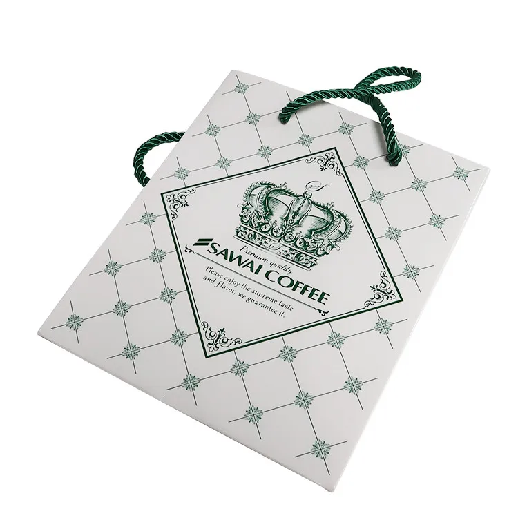 Factory Made Custom Paper Bag with Ribbon Food Packaging Bag