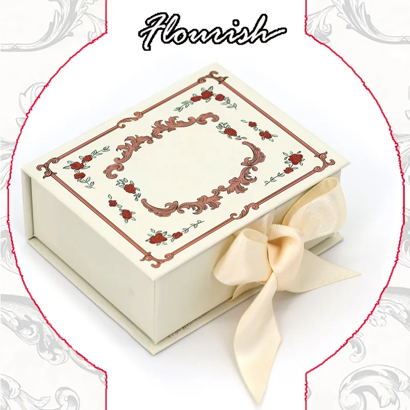 High End Lovely Beige Color Rose Gold Stamping Jewelry Surprise Gift Packaging Box