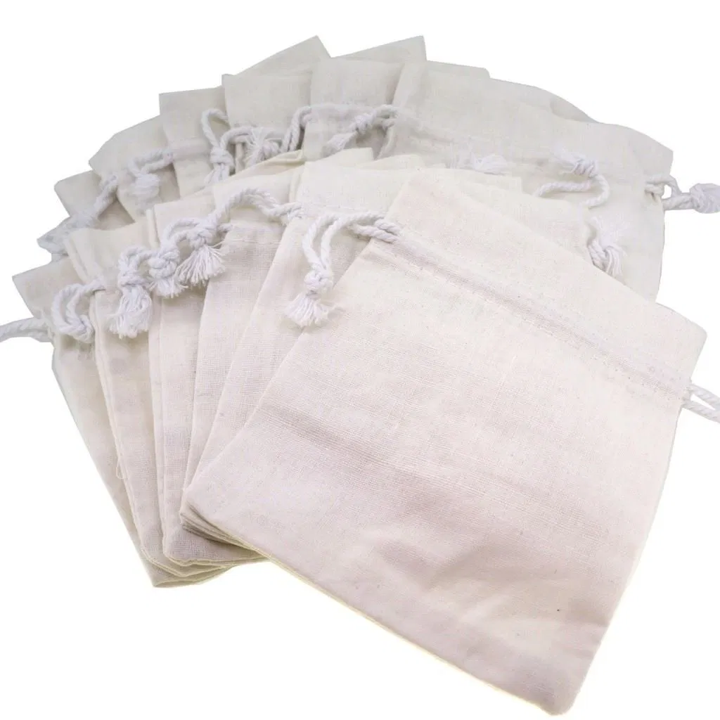 High Quality Gift Packaging Calico Cotton Drawstring Bag for Luxury Products Dust Bag