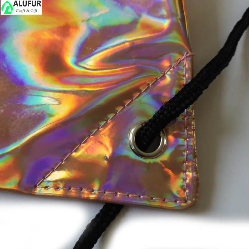 Holographic Laser PVC Drawstring Cinch Backpack with Inner Pocket