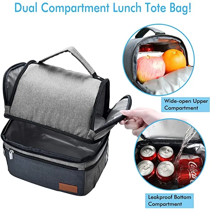 Insulated Lunch Bag Leakproof Cooler Bag Lunch Tote Bag