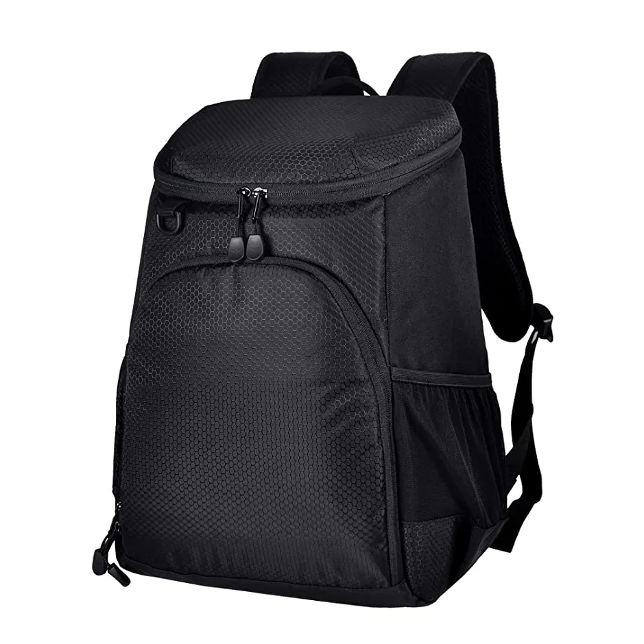 Leakproof Cooler Backpack Soft Lunch Bag Unisex 24 Cans Medium Black Picnic Bag