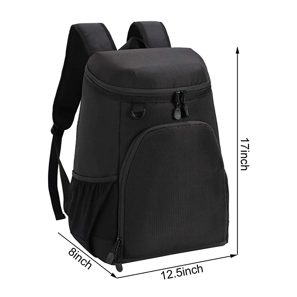 Leakproof Cooler Backpack Soft Lunch Bag Unisex 24 Cans Medium Black Picnic Bag