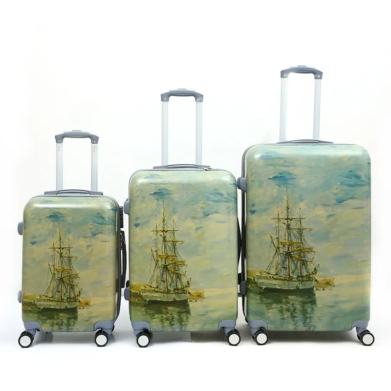 Leopard Print ABS PC Trolley Spinner Baggage Luggage Suitcase