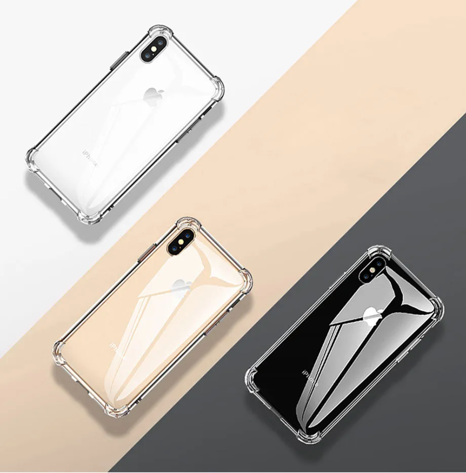 Luxury Shockproof Silicone Phone Case for iPhone 7 8 6 6s Plus 7 Plus 8 Plus Xs Max Xr 11 Case Transparent Protection Back Cover