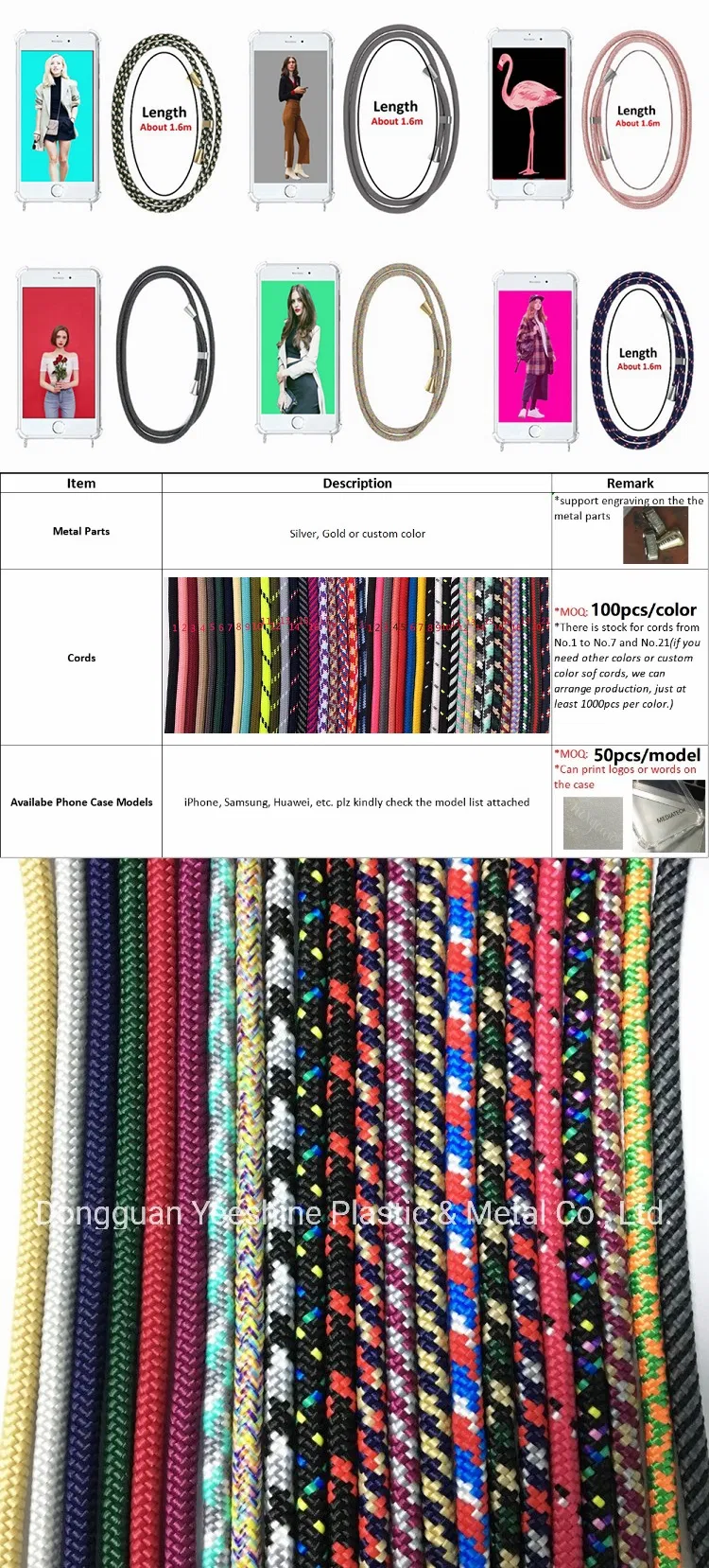 Manufacturer Necklace Phone Case for Samsung A20e Crossbody Mobile Phone Cover with Cord/Strap/Chain/Lanyard