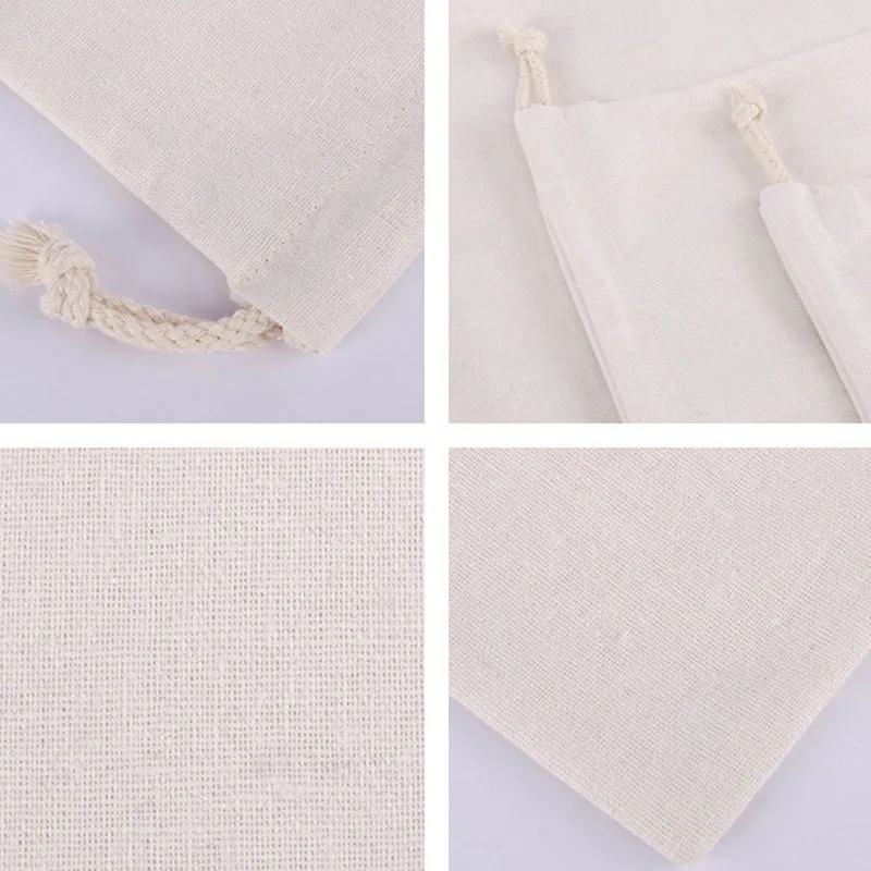 Muslin Calico Canvas String Bag Small Custom Organic Cotton Drawstring Bags
