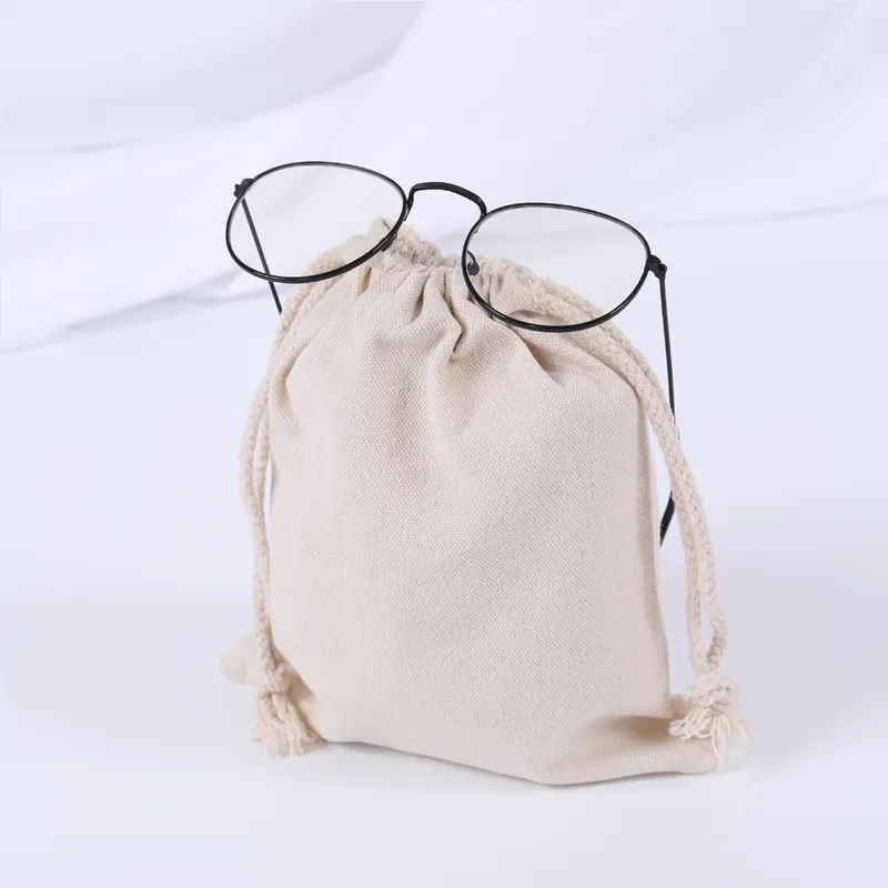 Muslin Calico Canvas String Bag Small Custom Organic Cotton Drawstring Bags