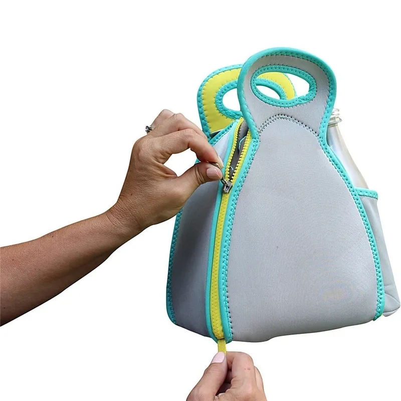 Neoprene Printed Insulated Carry Food Lunch Bag Cooler Bag Outdoor Picnic Tote with Zipper