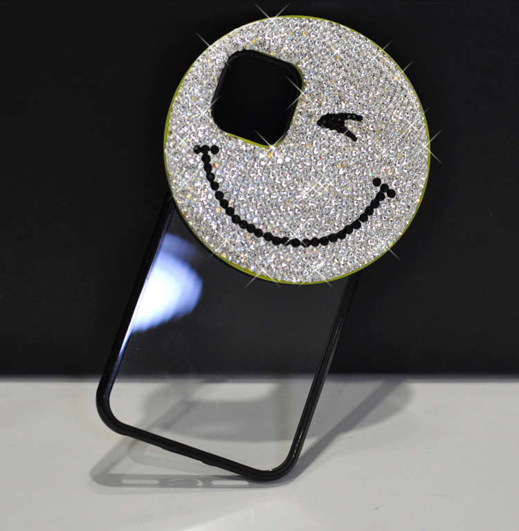 PC023 Crystal Clear iPhone 11/11 PRO/11 PRO Max/Xs Max Case Soft Silicone Shockproof TPU Bumper Slim Thin Rhinestone Protective Phone Cover