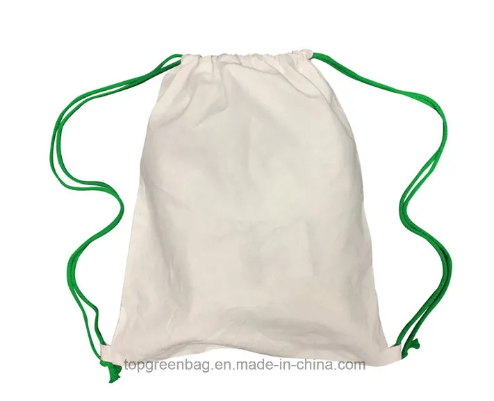 Promotional 100% Natural Cotton Calico Drawstring Sports Pack Bag