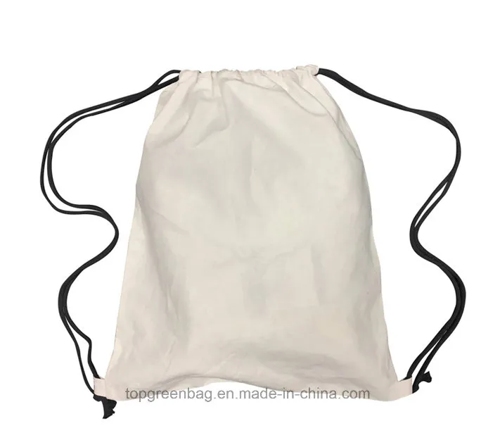 Promotional 100% Natural Cotton Calico Drawstring Sports Pack Bag