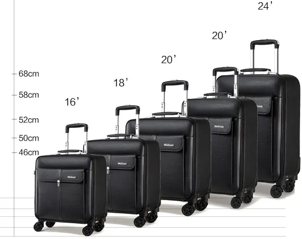 PU Wheeled Trolley Rolling Luggage Leisure Business Travel Boarding Bag Suitcase Pack Case (CY9932)