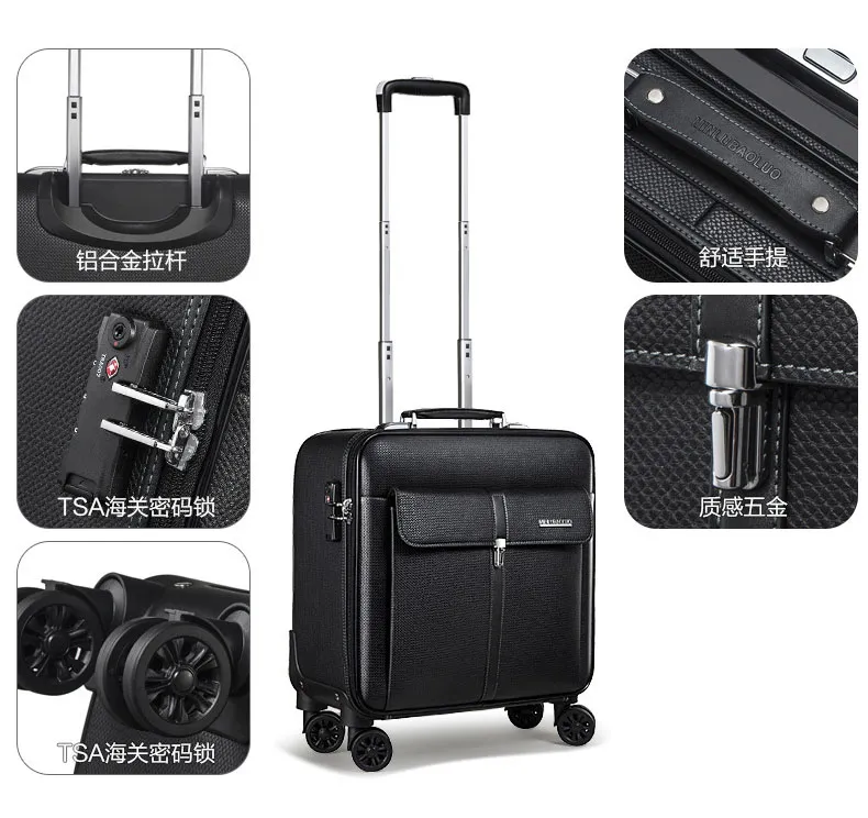 PU Wheeled Trolley Rolling Luggage Leisure Business Travel Boarding Bag Suitcase Pack Case (CY9932)