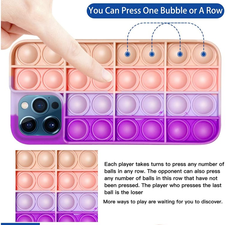 Push It Stress Relief Case for iPhone 12 11 Xr Xs Max 7 8 Plus Fidget Toys Press Bubble Silicone Phone Cover