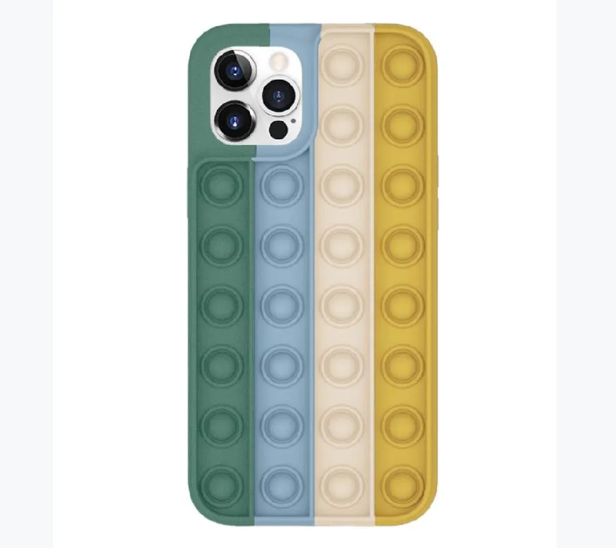 Push It Stress Relief Case for iPhone 12 11 Xr Xs Max 7 8 Plus Fidget Toys Press Bubble Silicone Phone Cover