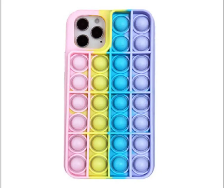 Push It Stress Relief Case for iPhone 12 11 Xr Xs Max 7 8 Plus Fidget Toys Press Bubble Silicone Phone Cover