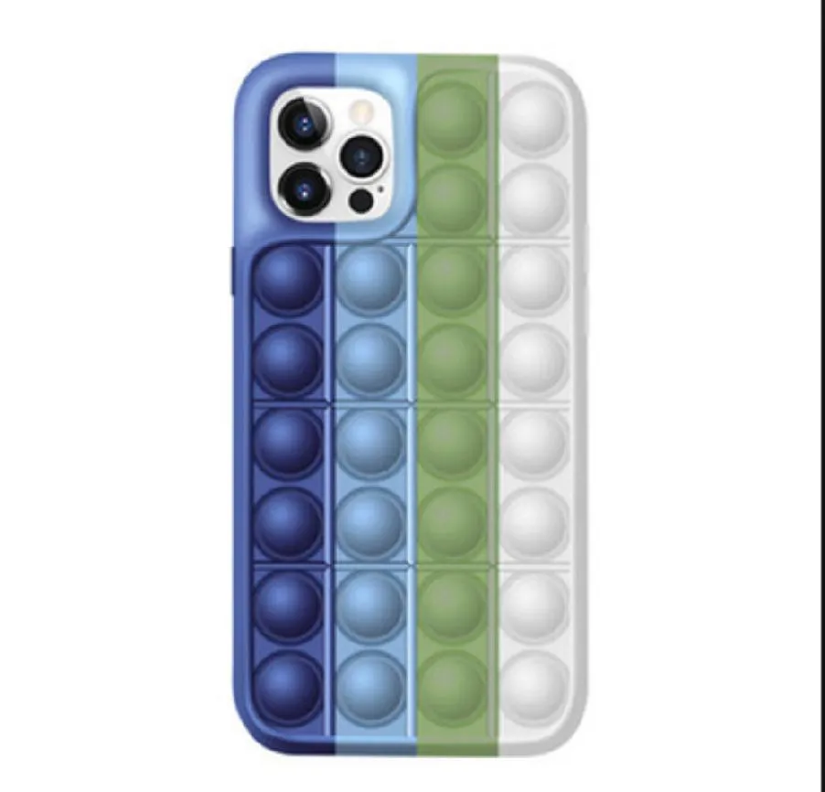 Push It Stress Relief Case for iPhone 12 11 Xr Xs Max 7 8 Plus Fidget Toys Press Bubble Silicone Phone Cover