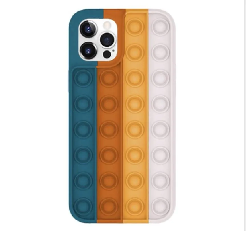 Push It Stress Relief Case for iPhone 12 11 Xr Xs Max 7 8 Plus Fidget Toys Press Bubble Silicone Phone Cover