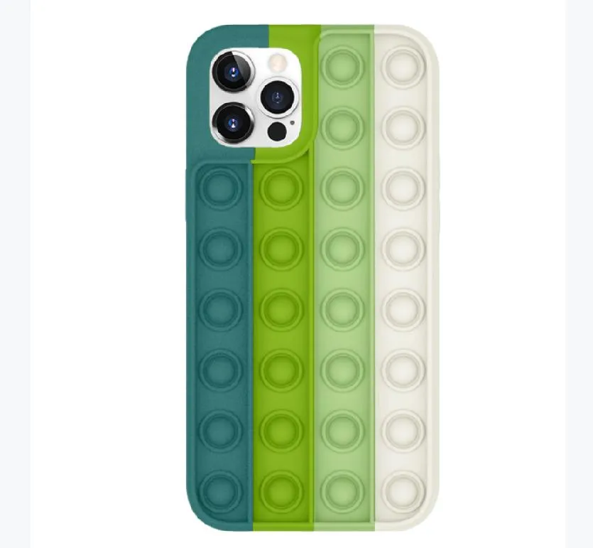 Push It Stress Relief Case for iPhone 12 11 Xr Xs Max 7 8 Plus Fidget Toys Press Bubble Silicone Phone Cover