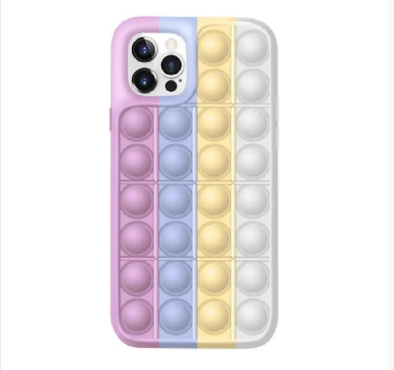 Push It Stress Relief Case for iPhone 12 11 Xr Xs Max 7 8 Plus Fidget Toys Press Bubble Silicone Phone Cover