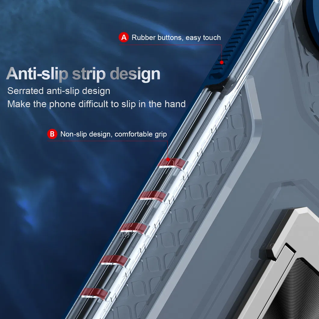 Rugged Shield PC TPU Kickstand Ring Holder Case for iPhone 13 PRO Max