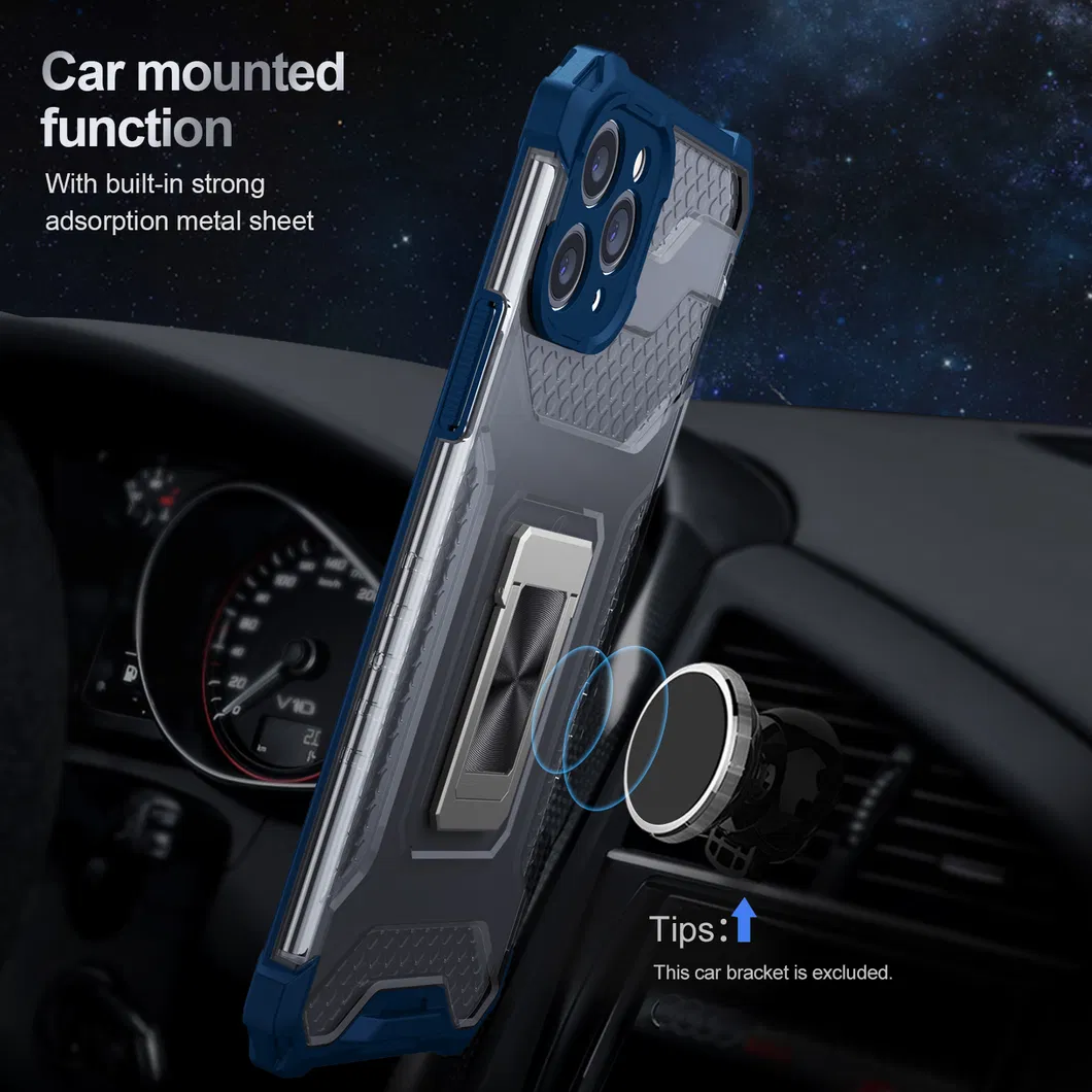 Rugged Shield PC TPU Kickstand Ring Holder Case for iPhone 13 PRO Max