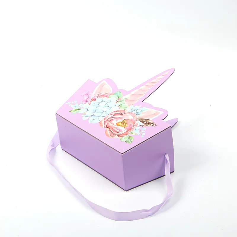 Unicorn Style Portable Present Storage Packaging Box with Ribbon Handles