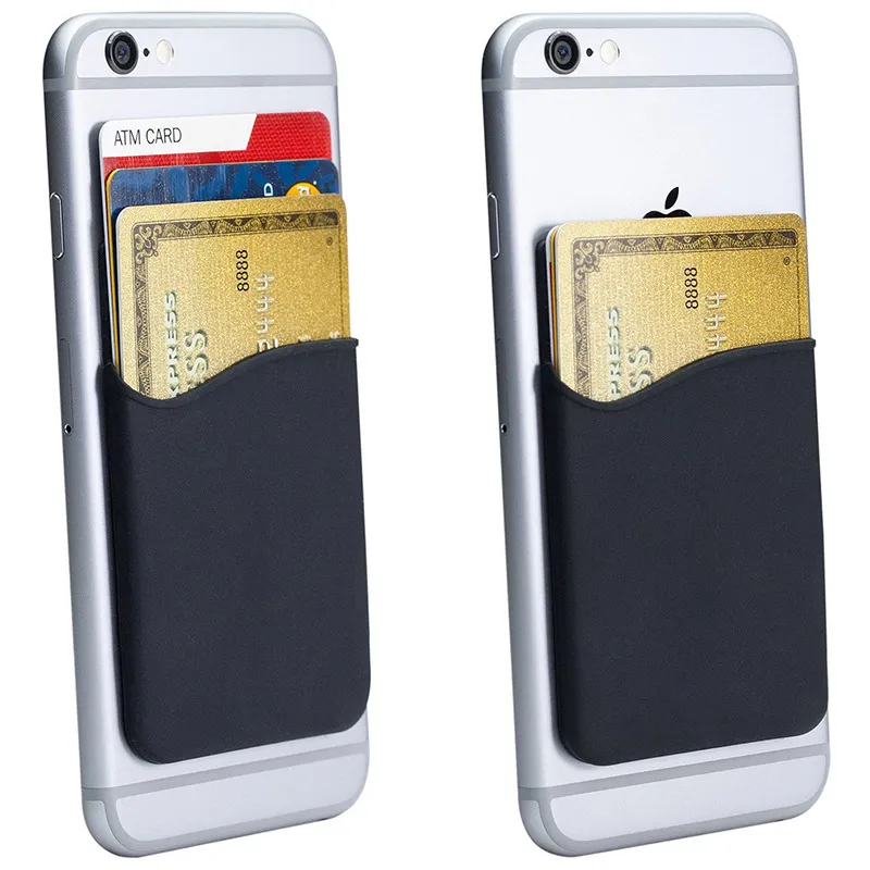 Unisex Fashion Silicone Mobile Phone Back Card Holder Wallet Elastic Cellphone Pocket Adhesive Sticker Accessory
