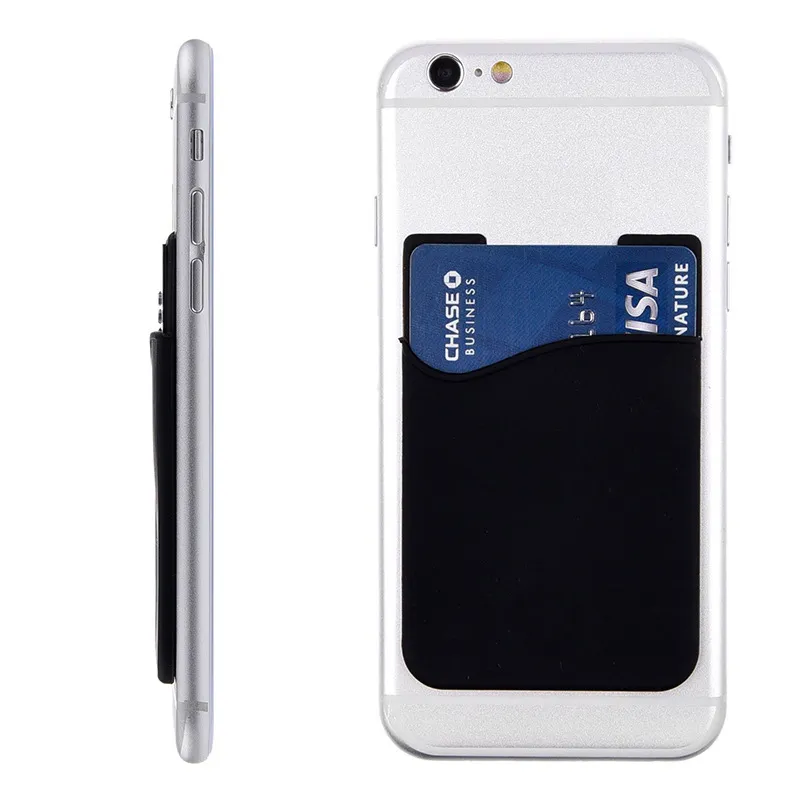 Unisex Fashion Silicone Mobile Phone Back Card Holder Wallet Elastic Cellphone Pocket Adhesive Sticker Accessory
