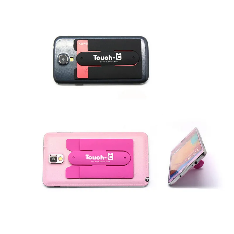Unisex Fashion Silicone Mobile Phone Back Card Holder Wallet Elastic Cellphone Pocket Adhesive Sticker Accessory