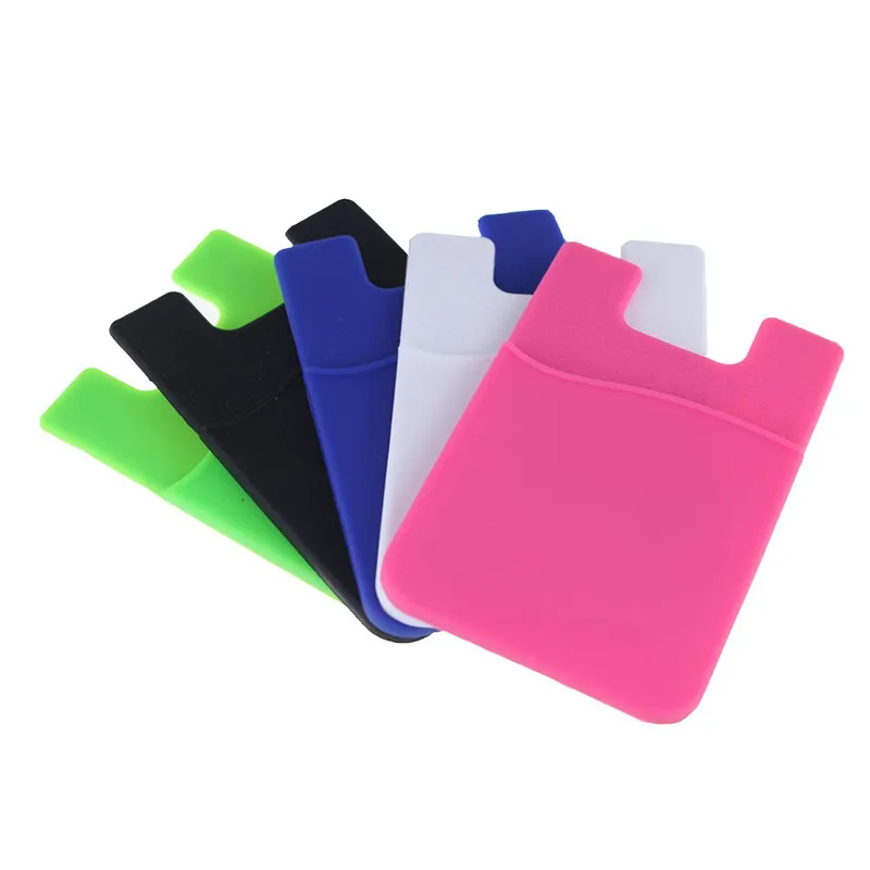 Unisex Fashion Silicone Mobile Phone Back Card Holder Wallet Elastic Cellphone Pocket Adhesive Sticker Accessory