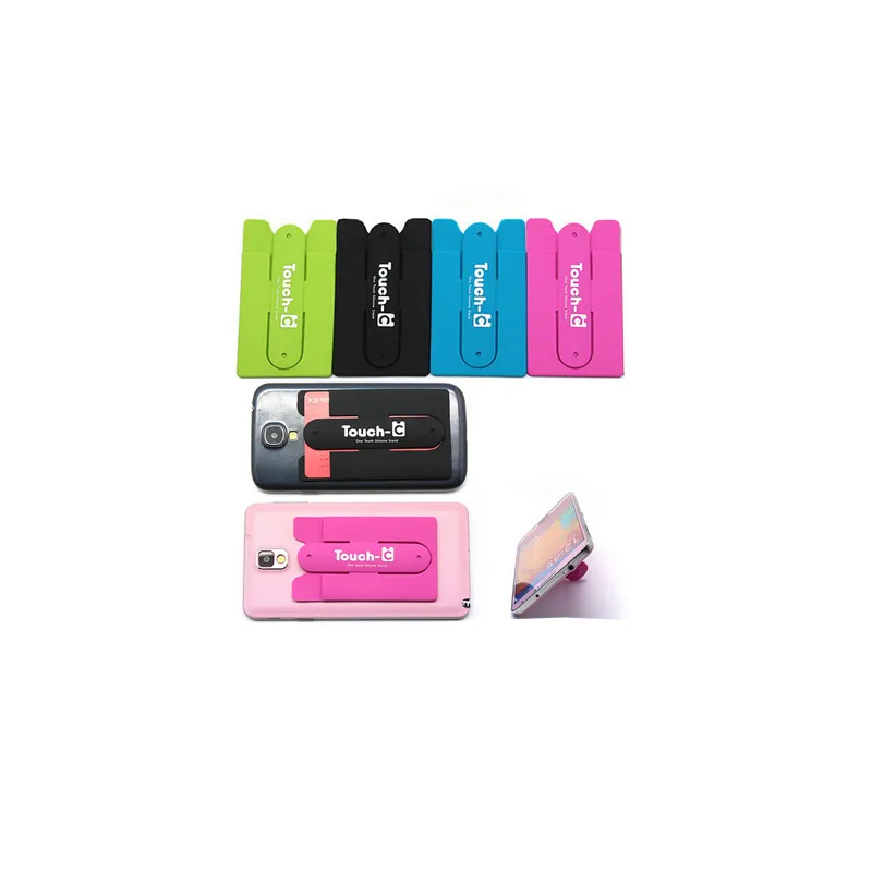 Unisex Fashion Silicone Mobile Phone Back Card Holder Wallet Elastic Cellphone Pocket Adhesive Sticker Accessory