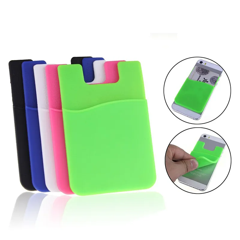 Unisex Fashion Silicone Mobile Phone Back Card Holder Wallet Elastic Cellphone Pocket Adhesive Sticker Accessory