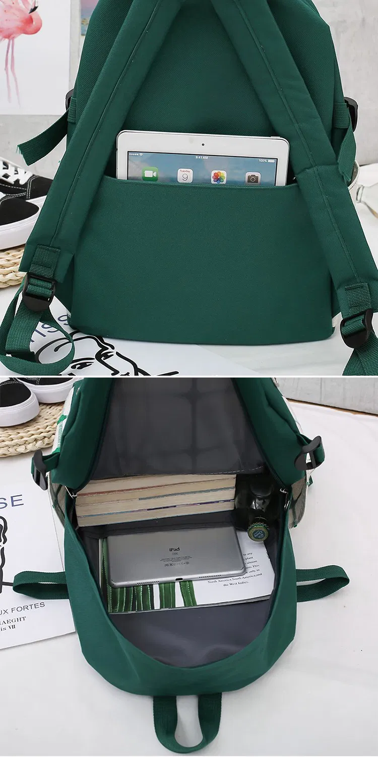 Wholesale Bookbag Checked Color Leisure Student Backpack Canvas School Bags Set