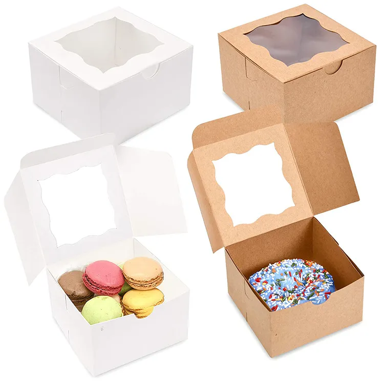 Wholesale Custom Cake Cookies Chocolate Desert Donut Cupcake Biscuit Macaron Bakery Pies Sweet Food Cardboard Packing Paper Foldable Display Gift Packaging Box