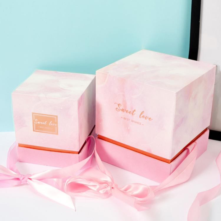 Wholesale Custom Empty Paper Box for Candle Jar Luxury 2 Piece Candels Gift Box Set Packaging with Ribbon Decorative